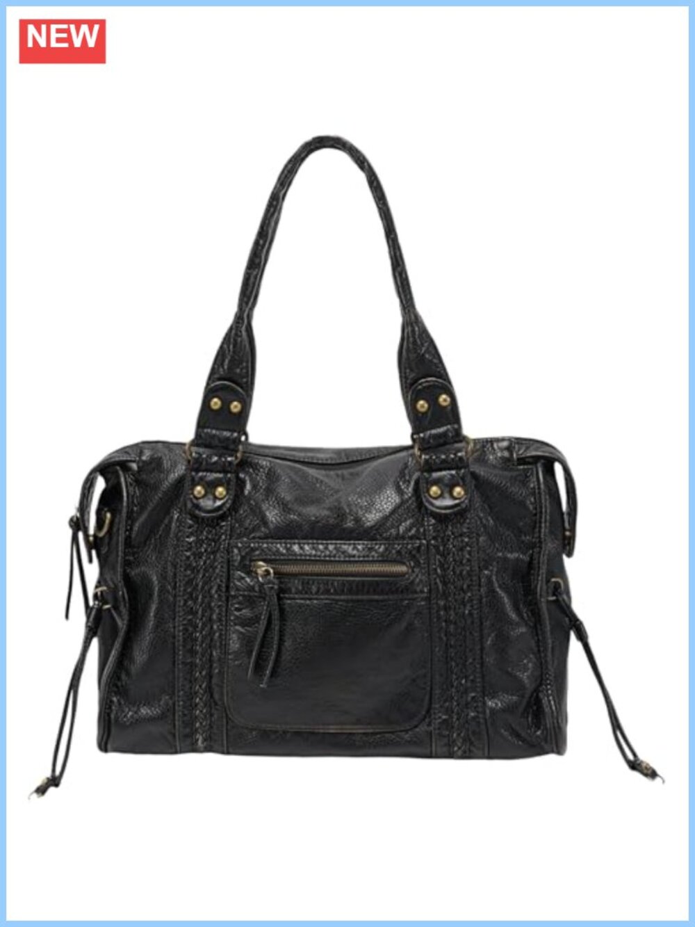 Large PU Leather Crossbody Bag Retro Washed Y2K Slouchy Shoulder Purse